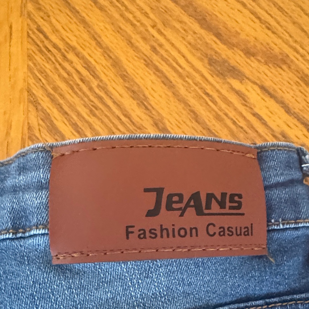 Blue Stretch Skinny Jeans with Animal Print Accents - Picture 5 of 10